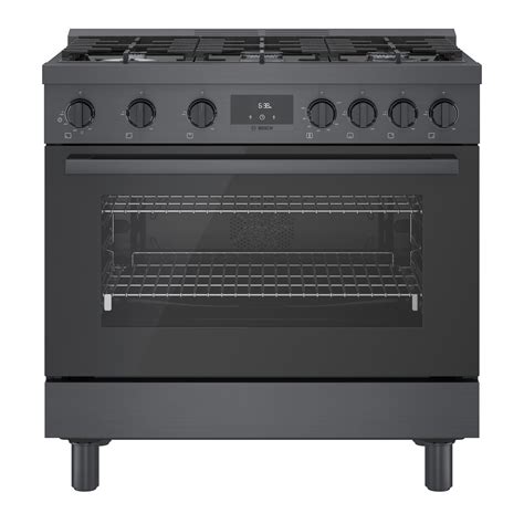 36 black stainless steel gas range